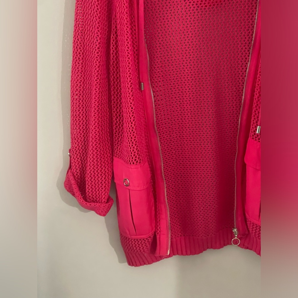 Ruby Rd. Pink Mesh Zip-up Jacket S - Picture 3 of 5